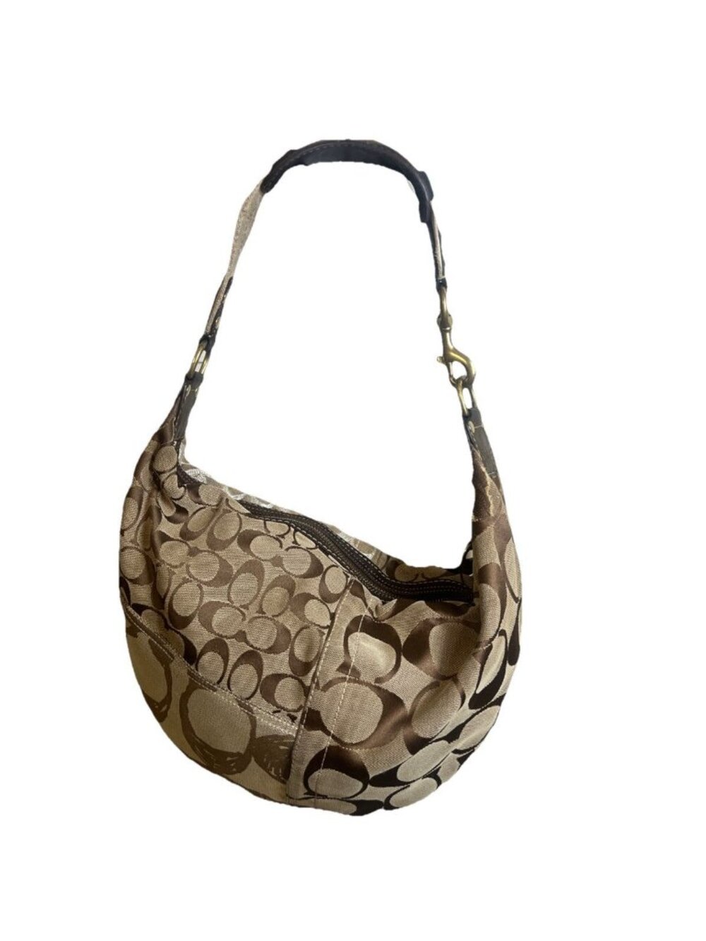 Vintage Coach (2006) Brown Patchwork Signature Hobo Shoulder Bag Y2K Retro Boho - Picture 2 of 16